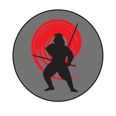 Imagem de Adesivo Personalizado Redondo, 10cm, Tema Samurai, Modelos 184SM-194SM (192SM, Papel Couché 190, 10CM)