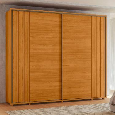 Imagem de Guarda-roupa Dalí com escada 100% MDF ripado 2 portas e 8 gavetas - Cinamomo - Madetec