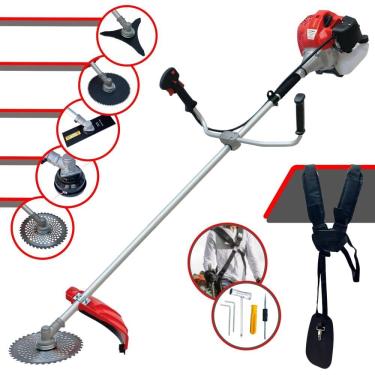 Imagem de Aparador de Grama À Gasolina Anmax CG430P Motor 2T 43cc 2HP de Potência 9.000rpm Roçadeira Completa Com Carretel de Nylon e Kit 4 Lâminas de Corte
