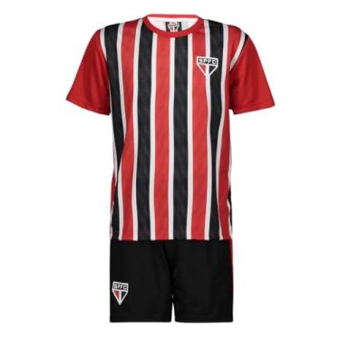 Imagem de Kit São Paulo Mini Craque Infantil Vermelho e Preto