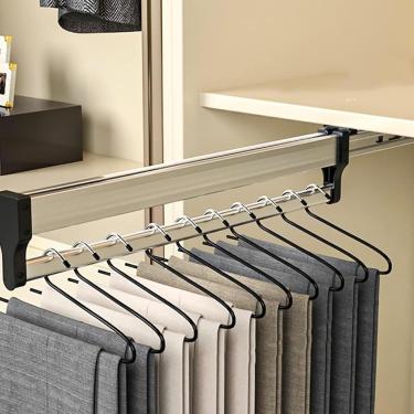 Imagem de Extensível Pull Out Closet Rod - Cabideiro Para Calças Pull-out, 30-80cm, 25kg (800mm/31.5, One Color, 700mm/27.56inch