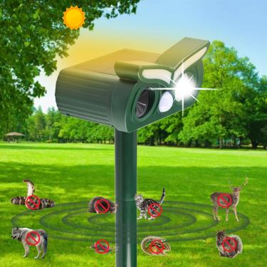 Imagem de Repelente solar ultrassônico de animais ao ar livre, repelente de cervos, repelente de esquilo, repelente de mouse, repelente de gatos ao ar livre, etc., dispositivos de detecção de movimento à prova