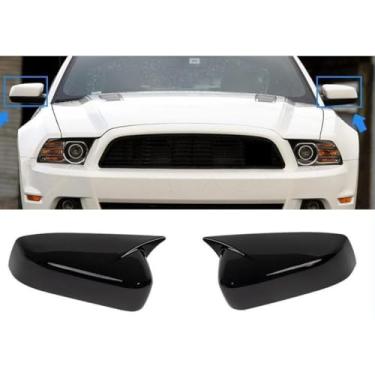 Imagem de Capa de proteção traseira para carro compatível com Mustang 2009-2014 Kit de acabamento de capa de espelho lateral acessórios de carro (preto brilhante)