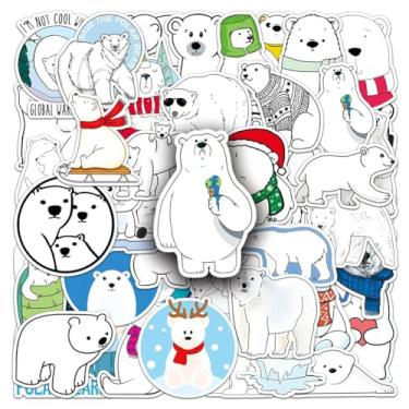 Imagem de 50 peças de adesivos de urso polar, à prova d'água, decalques de vinil para bicicletas, garrafas de água, laptop, bicicleta, geladeira, copo, bagagem, computador, celular, skate