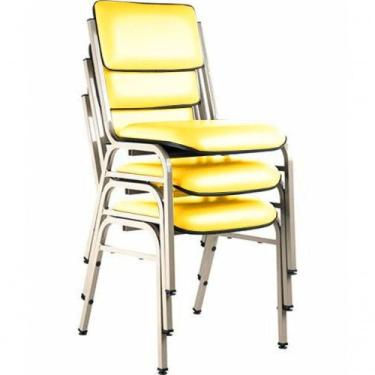 Imagem de Kit Com 3 Cadeiras Para Auditórios Linha Hotel Smart Amarelo - DESIGN 