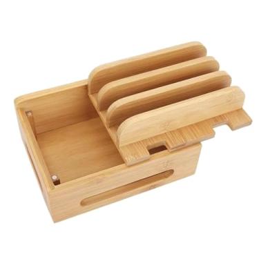 Imagem de KiBcsLic Estação de Carregamento de Mesa de Madeira com Estação de Carregamento Múltiplo, Decodificador E Suporte para Vários Dispositivos E Laptops.