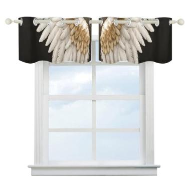 Imagem de Cortina blackout com asa de anjo para escurecimento de quarto, cortinas de janela curta, isolamento térmico, para cozinha, sala de jantar, quarto, 2 painéis 132 x 46 cm