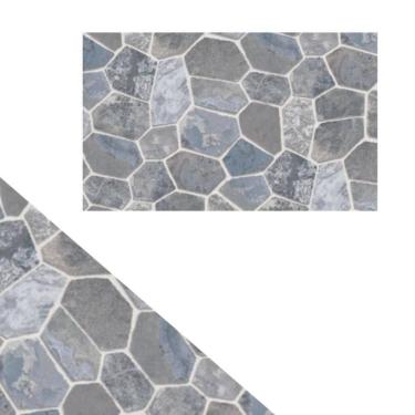 Imagem de Papel De Parede Adesivado 45Cm X 05 Metros Pvc Pedras Cinzas