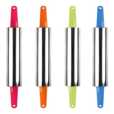 Imagem de Rolo de Massa Inox Antiaderente para Pão, Pizza e Pastel – Cozinha Profissional e Doméstica