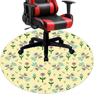 Imagem de Tapete de cadeira de escritório com flores, textura de flor, tapete de cadeira de mesa para piso de madeira de escritório em casa, protetor de piso de pilha baixa, redondo 78,7 cm