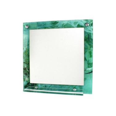 Imagem de Espelho Banheiro Com Prateleira 40Cm X 40Cm Mármore Verde