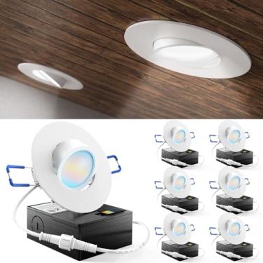 Imagem de Sunco Lighting Pacote Com 6 Luminárias Embutidas Ajustáveis Sunco, Led De 3", Gimbal Direcional Angular Sem Lâmpada, 500 Lm, Cct Selecionável 2700K/3000K/4000K/5000K/6000K, Regulável, W, Caixa Junçã