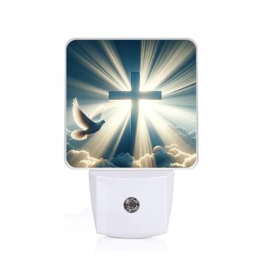 Imagem de Cosharkly Luz Noturna Cross Heaven, Luzes De Encaixe Com Sensor Anoitecer Para Amanhecer Quarto, Banheiro E Sala Estar, Lâmpada Que Favorece O Sono, 0,5 W