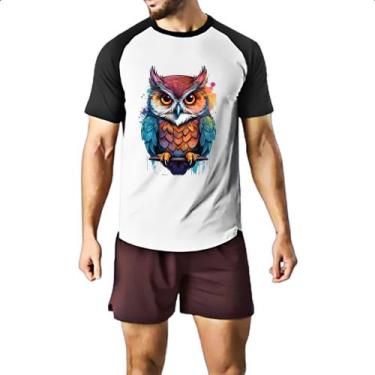 Imagem de Camiseta Raglan Coruja Watercolor Arte - Alearts, P