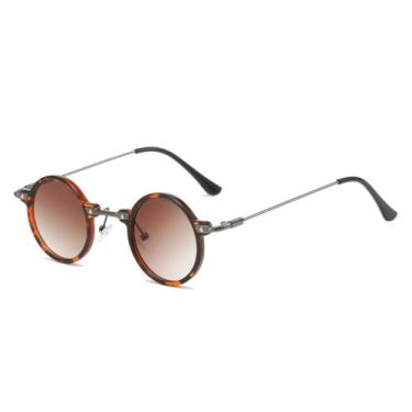 Imagem de Retro Steampunk Pequeno Redondo Homens Hip Hop Óculos de Sol Moda Mulheres Claro Oceano Lentes Sombras UV400 Óculos Femininos Armação, Leopardo chá gradiente, Tamanho único