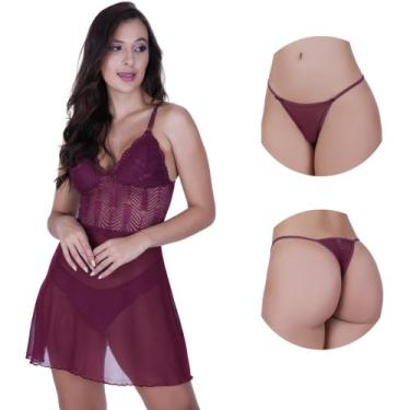 Imagem de Camisola sem Bojo com Calcinha Tule Transparente - c4 CAMISOLA JOANA -