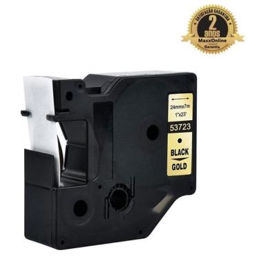 Imagem de Fita Compatível Dymo D1 53723 Dourada Letra Preta 24mm - Genérica Dymo