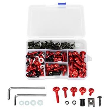 Imagem de Kit de parafusos de carenagem de motocicleta, 177 peças de alumínio M5 M6 Kit de parafusos de carenagem de corpo de parafusos coloridos para para-brisas de motocicleta substituição para GSXR600