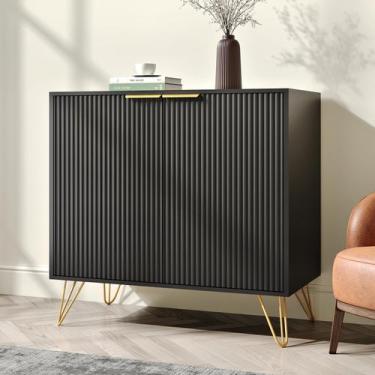 Imagem de Armário de armazenamento NOVAMAISON Black Buffet com prateleira ajustá