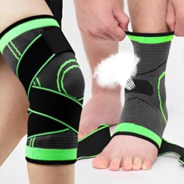 Imagem de Kit Joelheira e Tornozeleira de Compressão Térmica Esportiva (Meia + Joelheira,1 Peça)