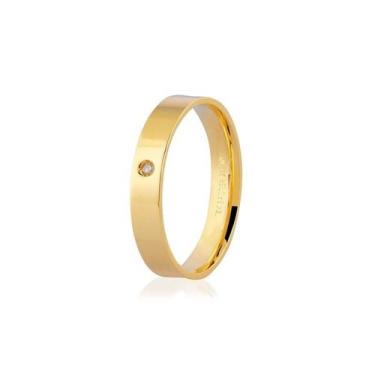 Imagem de Aliança De Ouro 18K com 1 ponto de Diamante Anatômica 3,50 mm de largu
