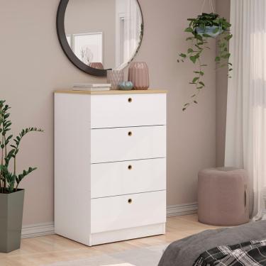 Imagem de Cômoda Genialflex Branca 4 Gavetas Encaixe Sem Ferramentas