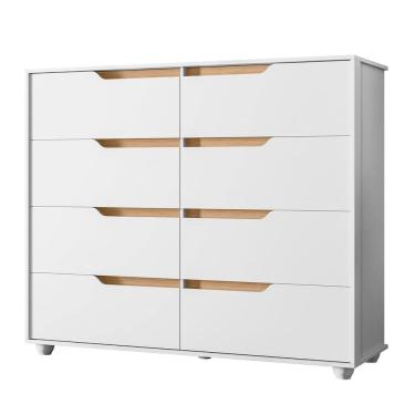 Imagem de Cômoda Para Quarto 8 Gavetas 136cm Doble Flex Branco/Freijó - Albatroz