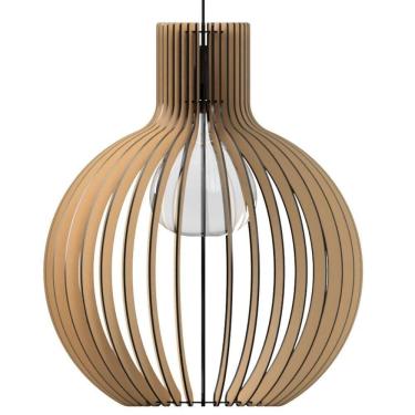 Imagem de Luminária Teto Tipo Pendente Cúpula Mdf - Completa Cor: Mdf Cru