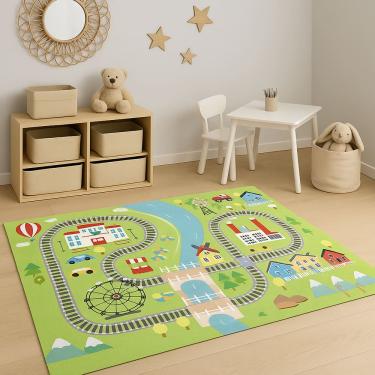 Imagem de Tapete Infantil Emborrachado Antiderrapante 100x140cm - Fazenda