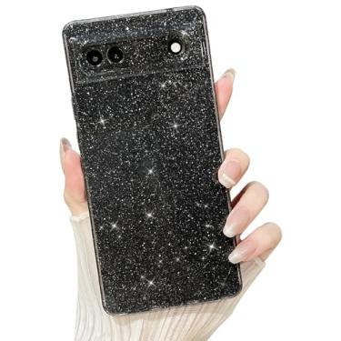 Imagem de MINSCOSE Capa compatível com Google Pixel 6a, linda capa brilhante com glitter fino à prova de choque TPU brilhante para mulheres e meninas para Google 6a 6,1 polegadas - preta