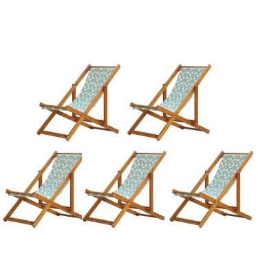 Imagem de Kit 5 Cadeiras Espreguiçadeira Preguiçosa Dobrável Mel Sem Braço
