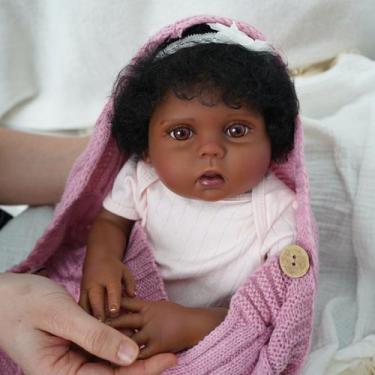 Imagem de Boneca Bebê Reborn Corpo de Tecido Realista 48cm Original Kit Acessóri