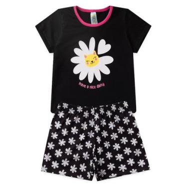 Imagem de Pijama Infantil Feminino Verão Have a Nice Daisy  - Hey Kids - Preto -