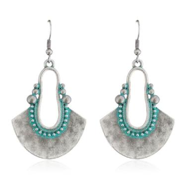 Imagem de Brincos femininos com pingente de flor esculpida antiga, vintage, retrô, feito à mão, bronze antigo, em forma floral, geométrico, banhado a ouro, prata, brincos de argola para presentes de joias de