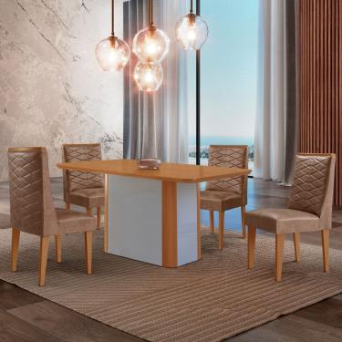 Imagem de Mesa de Jantar Isadora 120cm Tampo MDF Laminado com 4 Cadeiras Safira