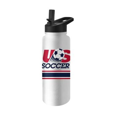 Imagem de Logo Brands Garrafa Quencher Masculina com Logotipo do Futebol Nacional 1993 dos EUA 1993 – Copo Isolado de Aço Inoxidável com Tampa Flip-Top e Canudo – Ótimo para Hidratação no Trabalho, Casa ou em