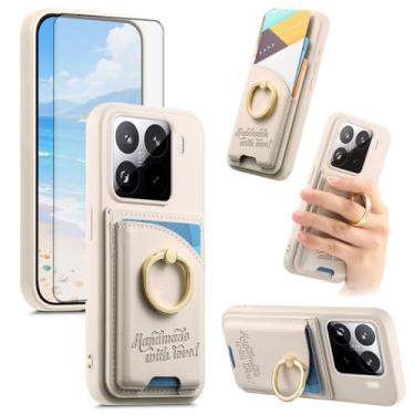 Imagem de Asuwish Capa de telefone para Xiaomi 15 Pro capa carteira com protetor de tela de vidro temperado e suporte de cartão de crédito de couro PU anel suporte acessórios celular Mi 15Pro 5G mulheres homens