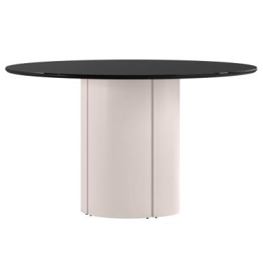 Imagem de Mesa de Jantar Redonda para 6 Lugares 135cm Tampo Mdf com Vidro Serena