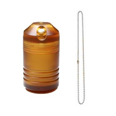 Imagem de LULAOLIU Recipiente de comprimidos PEI de titânio com chaveiro e colar, caixa de comprimidos à prova d'água, recipiente portátil EDC para pílulas de tamanho mini portátil para acampamento de viagem ao