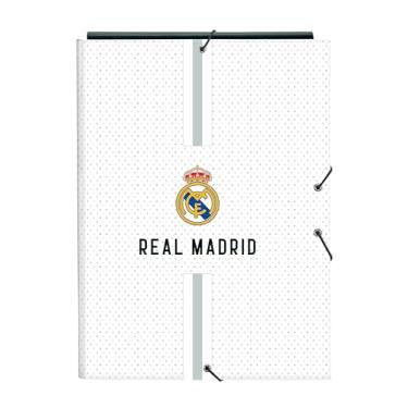 Imagem de Real Madrid 1st Team 24/25 – Pasta fólio com 3 abas, ideal para crianças de diferentes idades, confortável e versátil, qualidade e resistência, 26 x 36,5 cm, branco/cinza