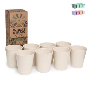 Imagem de Grow Forward Copos infantis de plástico premium - Copos de palha de trigo inquebráveis de 368 g para crianças - Copos de bebida não tóxicos sem BPA para água, smoothie - Copos de cozinha pequenos para