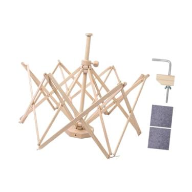 Imagem de oshhni Guarda-chuva de fio de madeira para enrolar fios leves, enrolador de novelos, acessórios de crochê, suporte para fios de tricô para amantes de tricô