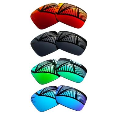 Imagem de MYCOURAG Lentes de reposição para óculos de sol Oakley Holbrook OO9102 / Holbrook Asian Fit (AF) OO9244 4 pares - preto sólido + esmeralda + azul gelo + vermelho fogo