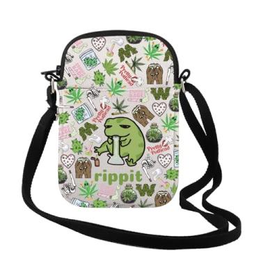 Imagem de TSOTMO Frog Cannabis 420Gift Bolsa tiracolo para defumador de maconha para amantes de ervas daninhas presente sapo para mulheres, Rippit Cr