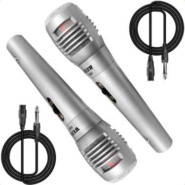 Imagem de Microfone compatível com Karaokê Duplo Com Cabo Completo - LinkSky