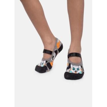 Imagem de Meia Sapatilha Puket com Antiderrapante Menino Lobo Mescla Escuro 23 a