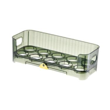 Imagem de Bothyi Suporte para ovos para geladeira, prateleira de armazenamento com alça, bandeja de armazenamento que economiza espaço, dispensador de ovos para porta, Verde