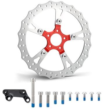 Imagem de MoKitDora Disco de freio de 35,5 cm, rotor flutuante frontal único para Harley 2006-2017 Dyna Street Fat Bob Super Wide Sport Glide 2015–up Softail Low Rider Breakout Deluxe Heritage Classic polido à