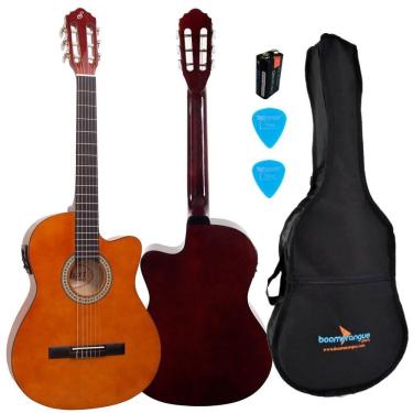 Imagem de Kit Violão Flat Eletroacústico Nf14 Nt Nylon Giannini + Capa