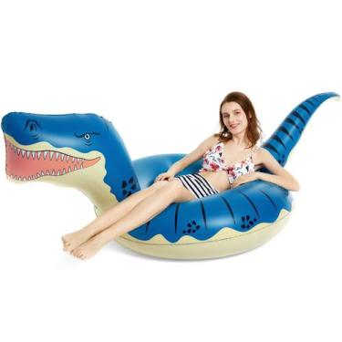 Imagem de Flutuador de piscina inflável de dinossauro Jasonwell T-Rex 2,36 m par